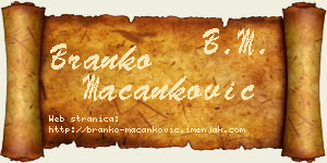 Branko Macanković vizit kartica